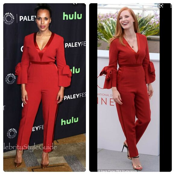 ROKSANDA Florent Bow Sleeve Stretch Crepe Jumpsuit Red 12 ASO Kerry Washington‎ - Picture 1 of 10